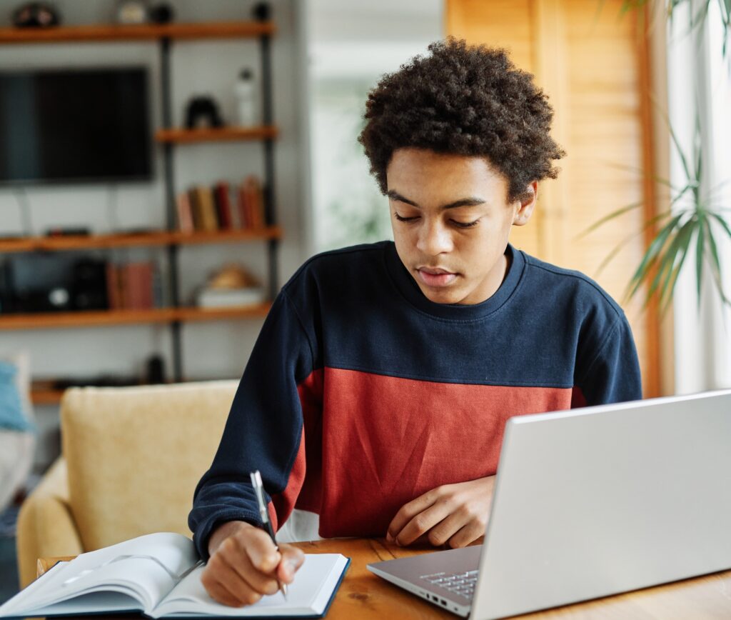 education laptop student computer teenager studying boy learning homework