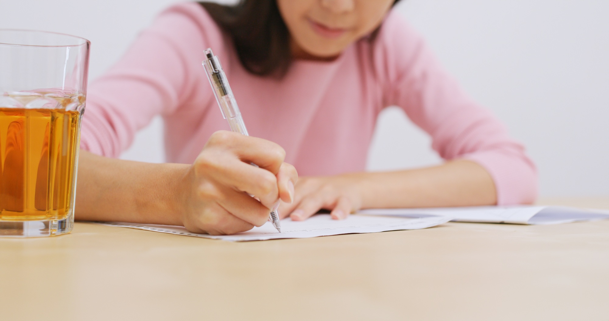 Student doing homework at home