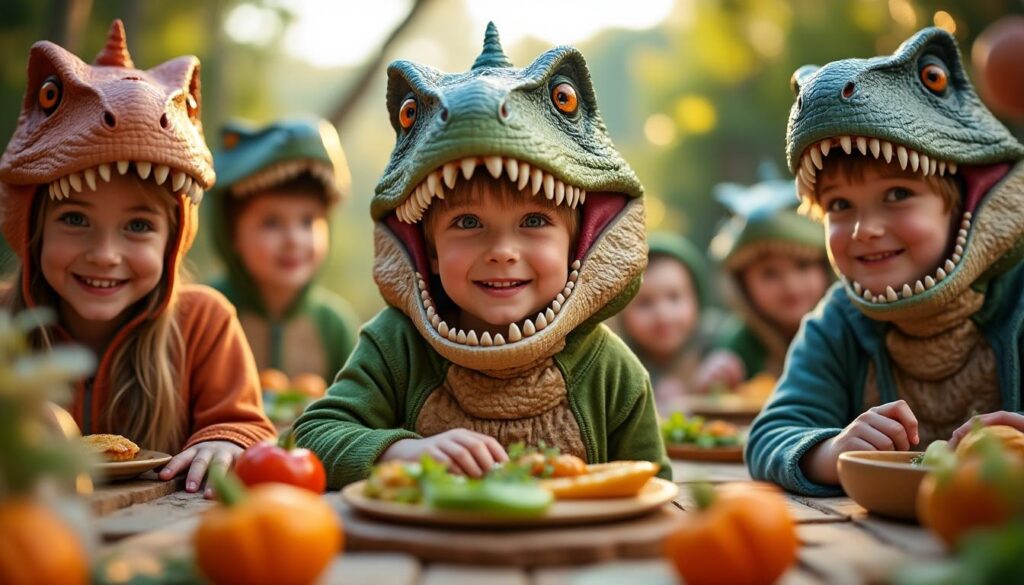 découvrez des idées originales de costumes de dinosaures pour enfants et adultes, parfaites pour une fête d'anniversaire thématique inoubliable autour des dinosaures.