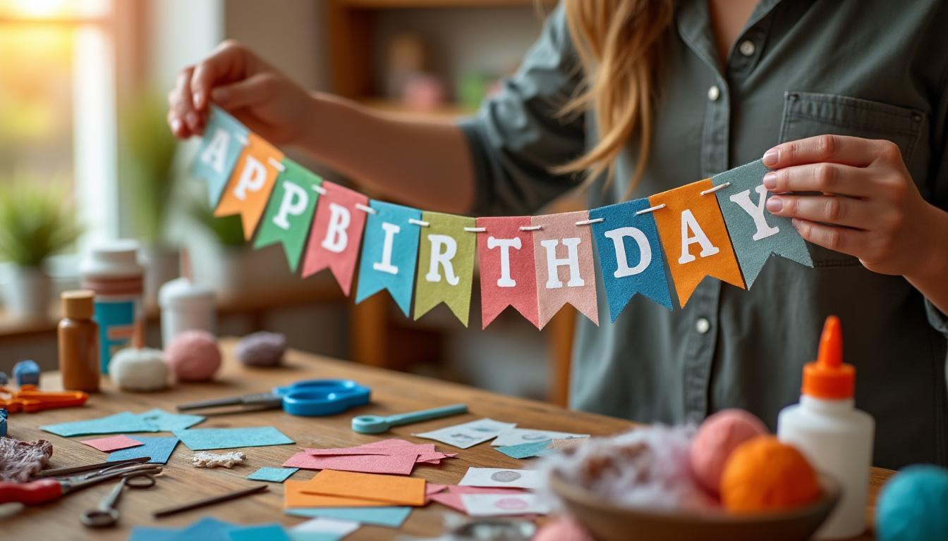 apprenez à fabriquer facilement une guirlande 'joyeux anniversaire' personnalisée pour enfant en quelques étapes simples avec ce tutoriel diy.