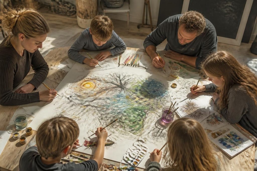 découvrez des techniques et astuces pour créer un chef-d'œuvre collectif grâce à un dessin sur grande feuille, idéal pour stimuler la créativité en groupe.