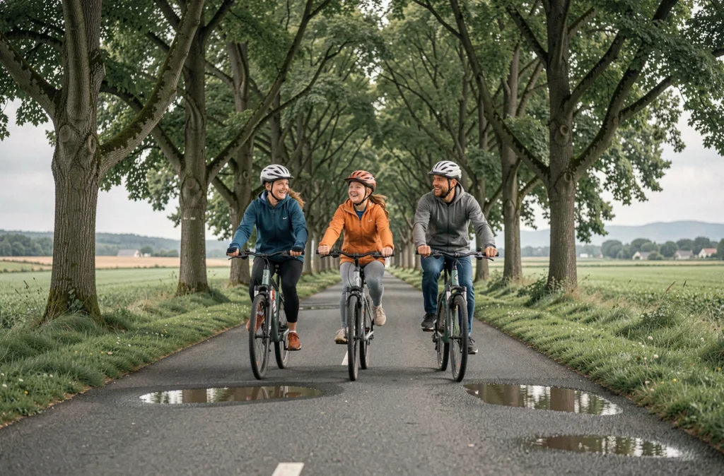 Famille à vélo sur la voie verte entre Concarneau et Rosporden en Finistère